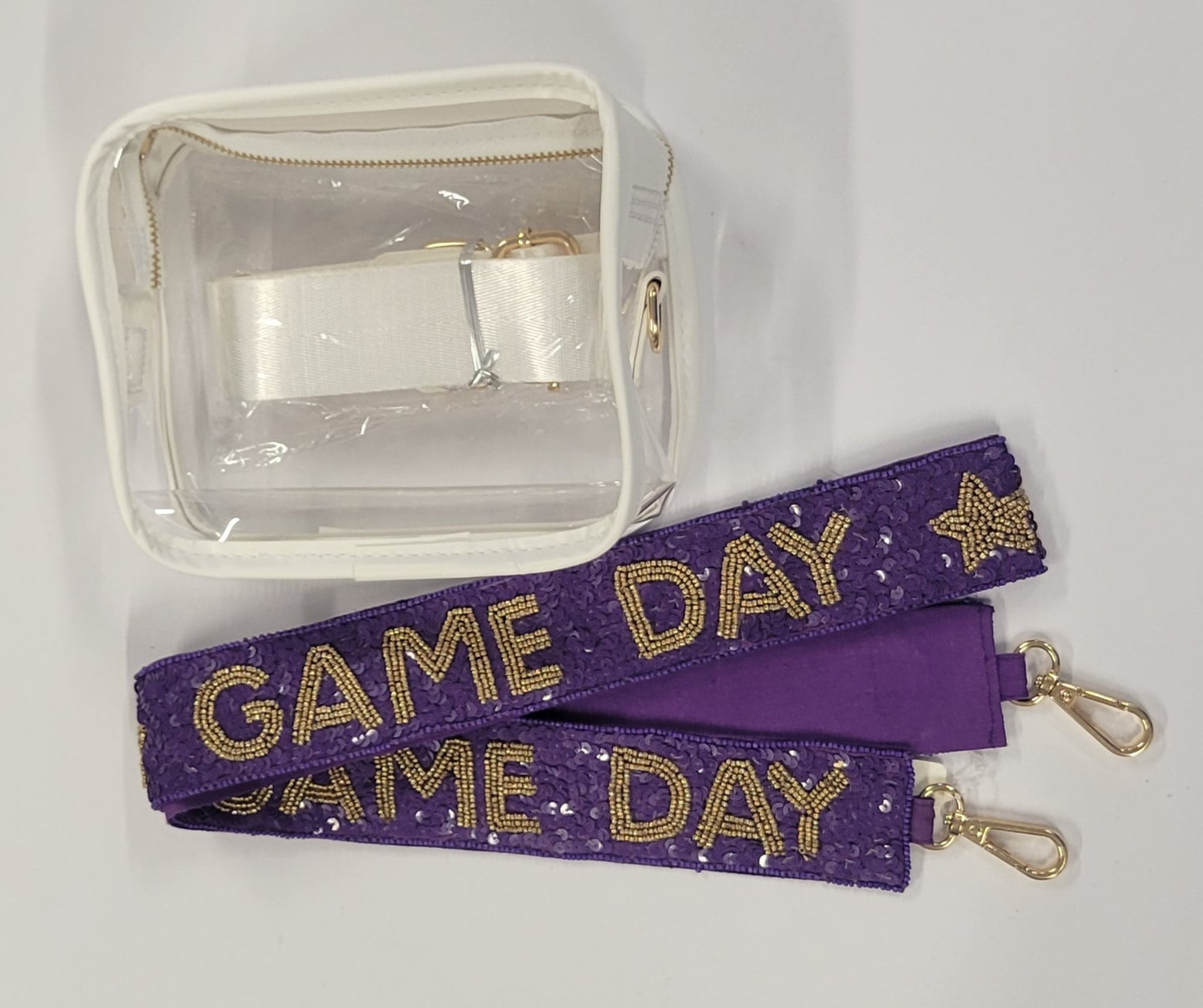 Purple and Old Gold Game Day Purse Strap