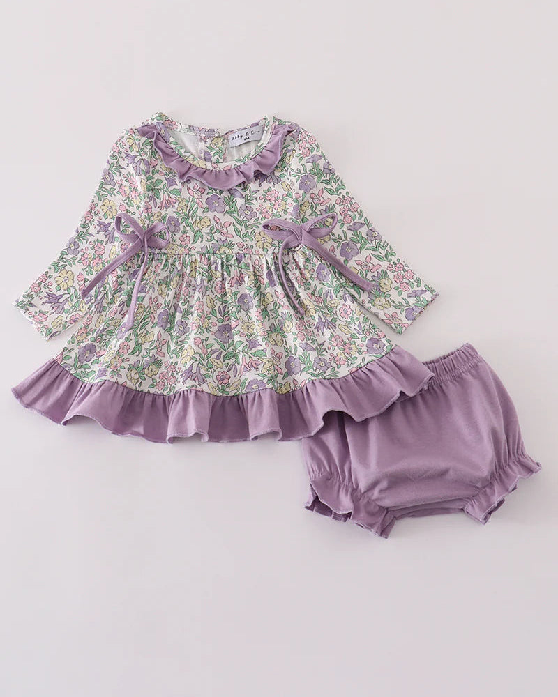 Purple Bow Floral Set