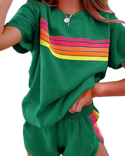 Striped Crewneck Shorts Set