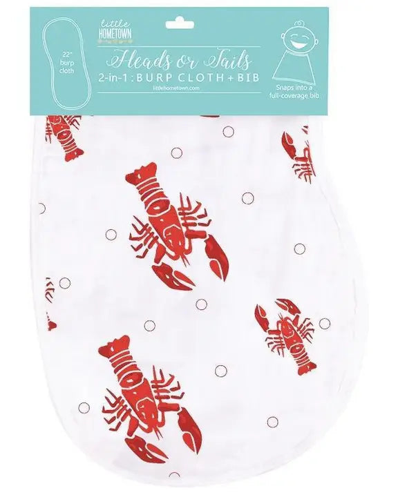 Heads Tails Burp Cloth & Bib