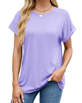 Purple Round Neck Top