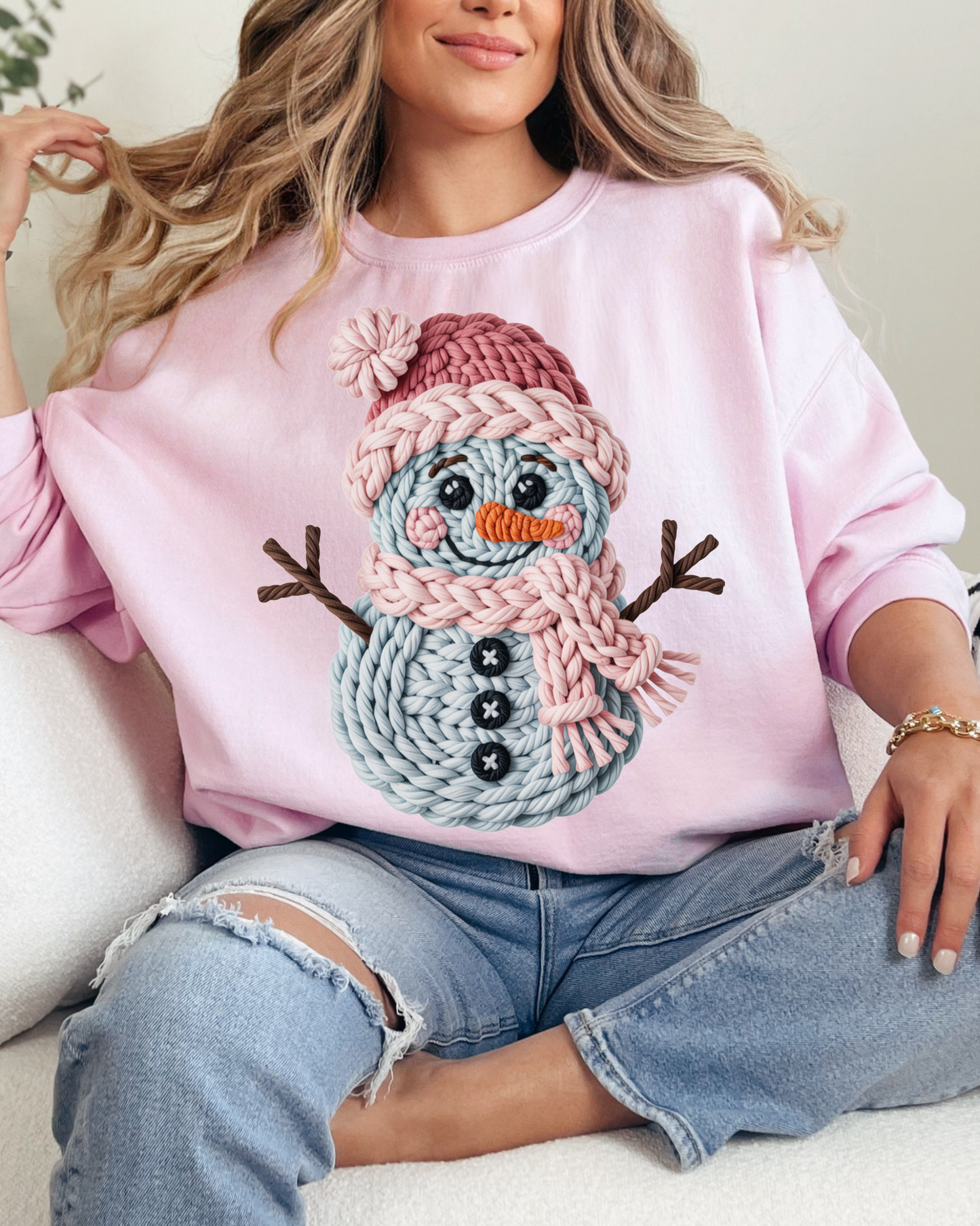 Snowman Faux Yarn Pink SS
