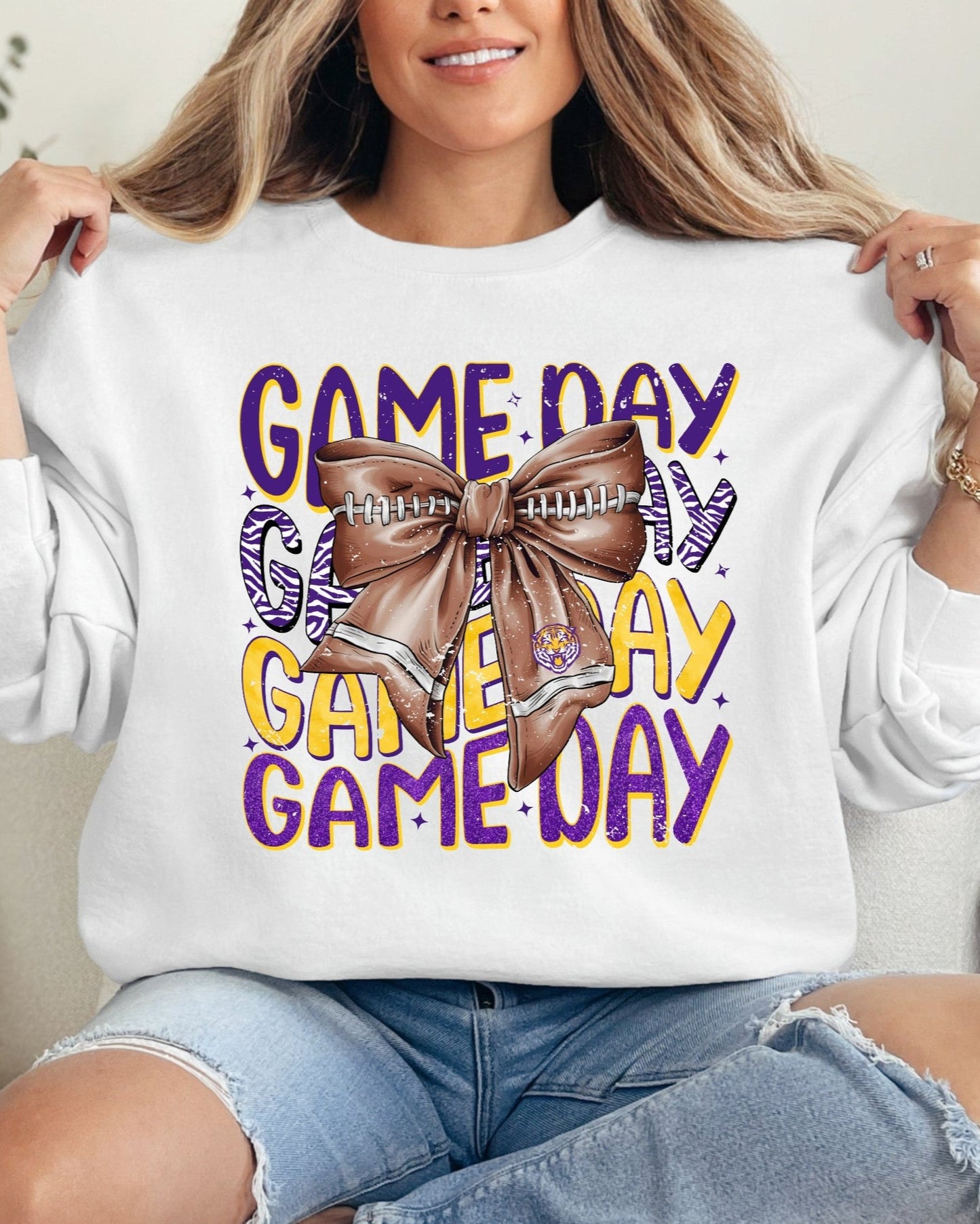 Gameday Layered Ad. White Sweatshirt
