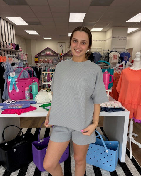 Ribbed Round Neck Short Set