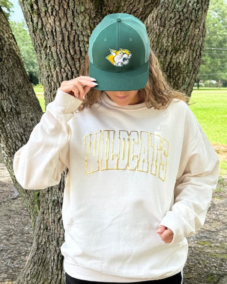 Wildcats Gold Metallic Puff Adult Cream Sweatshirt