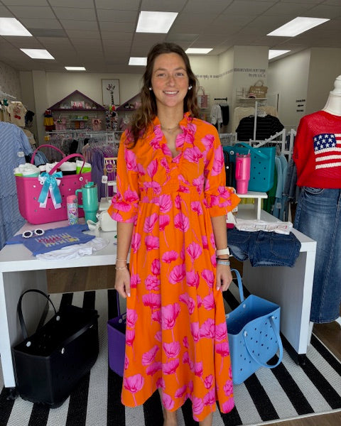 Orange Floral Dress