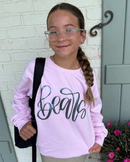Iredecent Puff Bears Cursive Adult Pink Sweatshirt