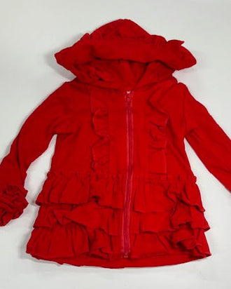 Red Ruffle Hooded Jacket