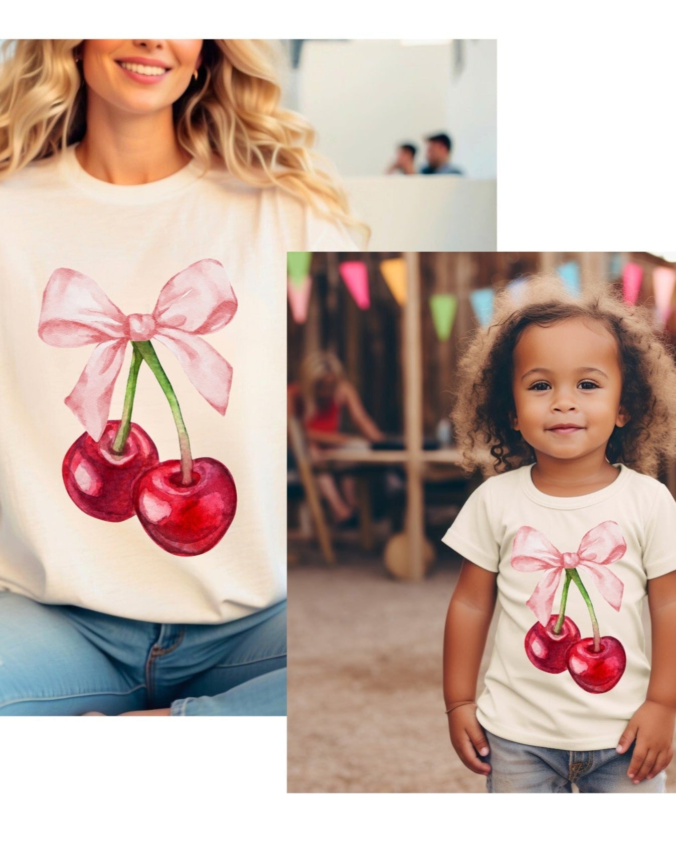 Cherry Bow Mom & Me Tees