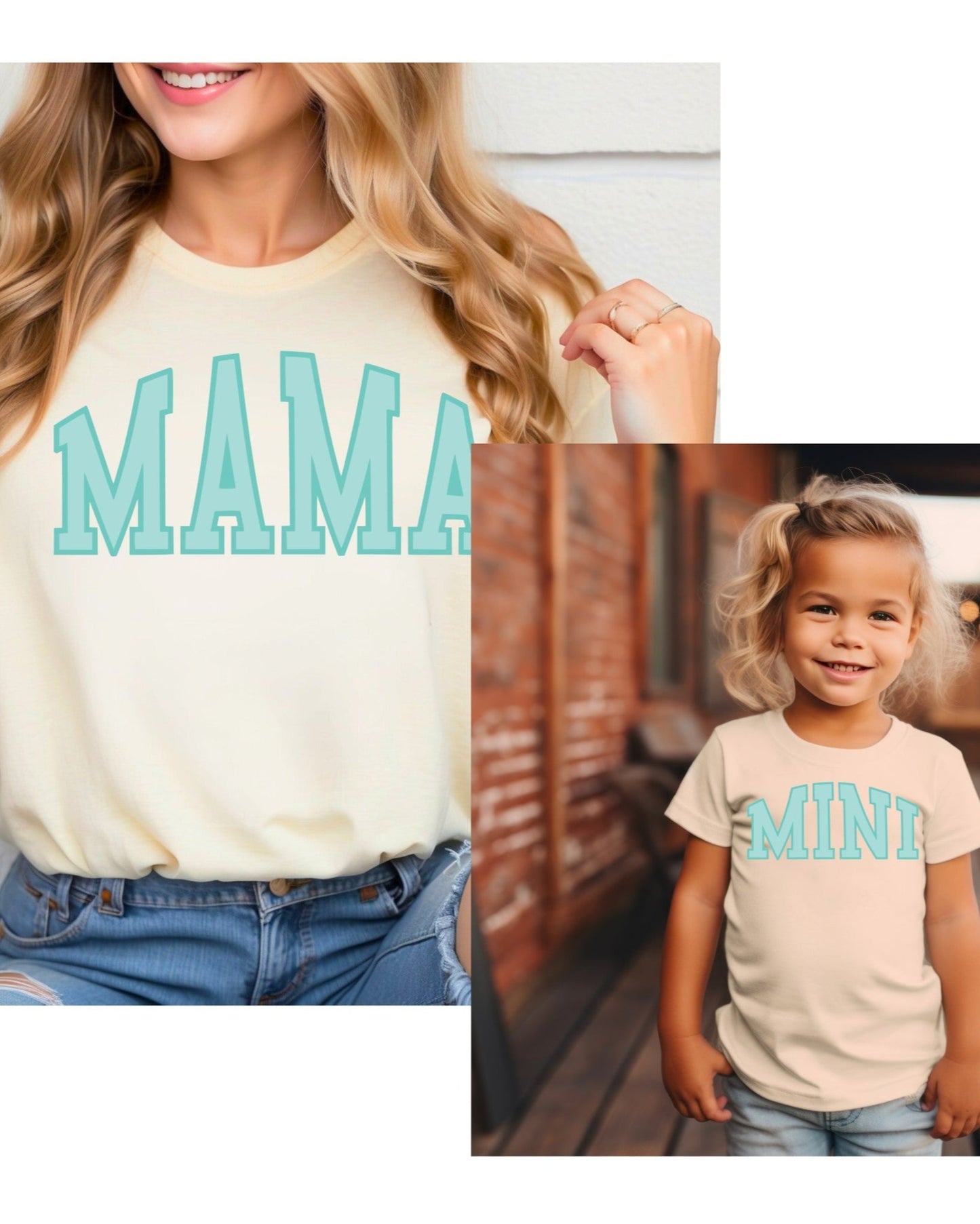 Ma/Mini Teal Mom & Me tee