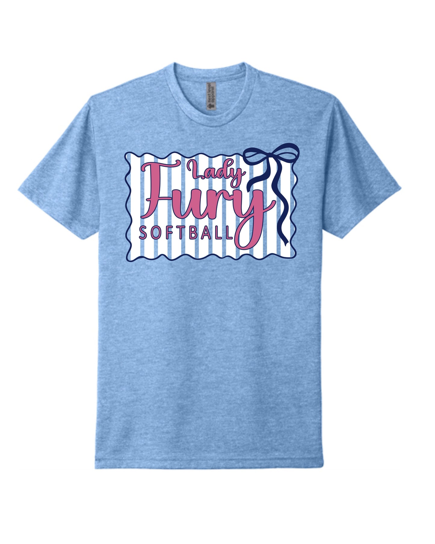 LF Lt. Blue Stripe Bow Tee
