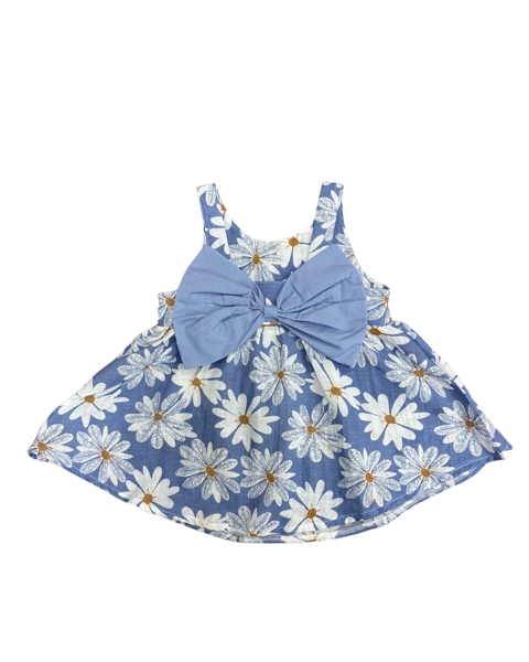 Blue Daisy Bow Dress