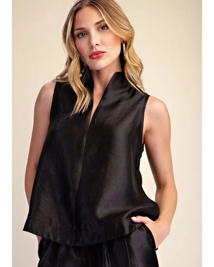 Slit Neck Sleevless Top