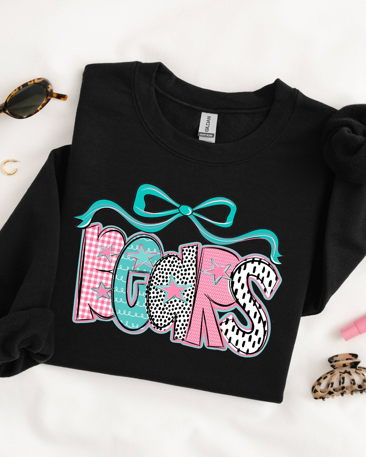 Bears Bow Girly Black Youth Sweatshirt