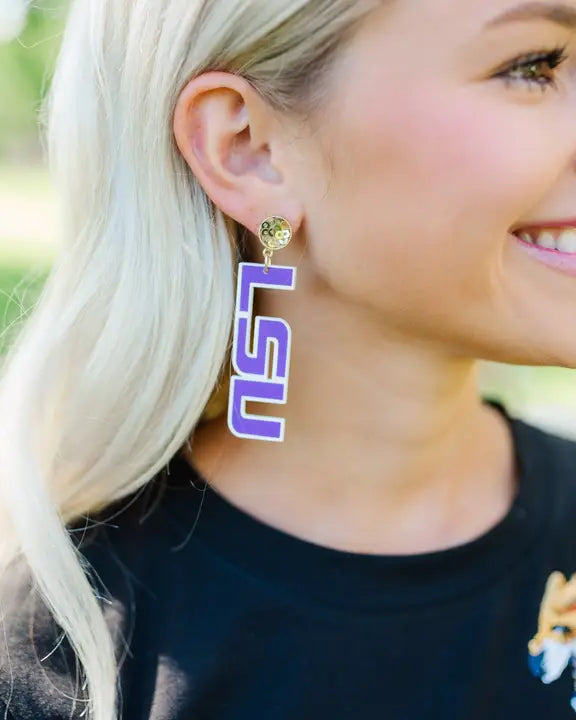 LSU Acrylic Drop Earrings