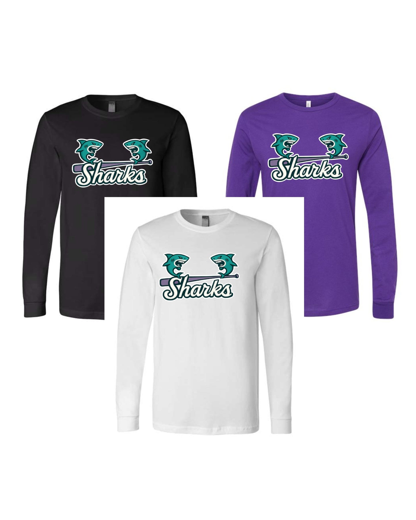 Double Shark Logo LS Tee