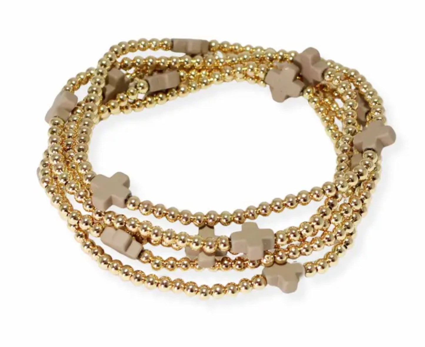 Taupe Cross Ball Bracelet