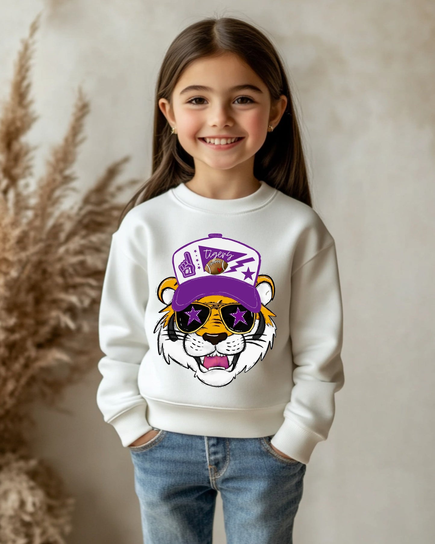 Tiger Hat Yth White Sweatshirt