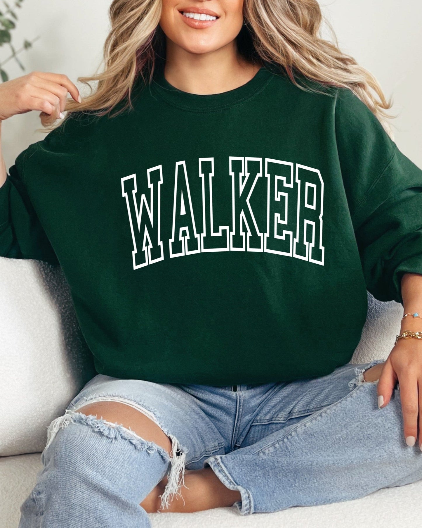 Walker Puff White Adult Green Sweatshirt