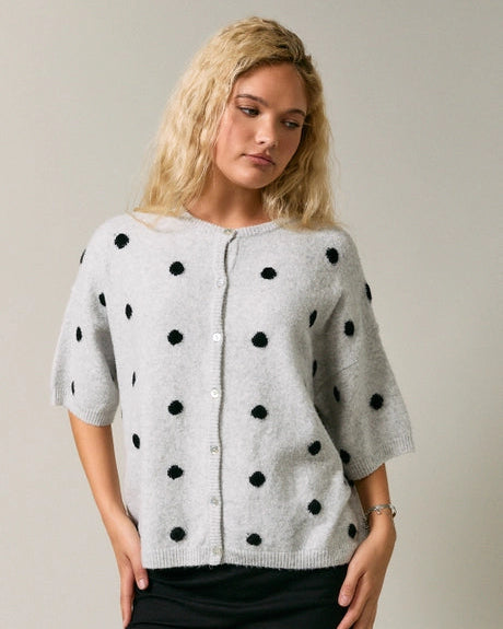 Polka Dot Short Sleeve Cardigan