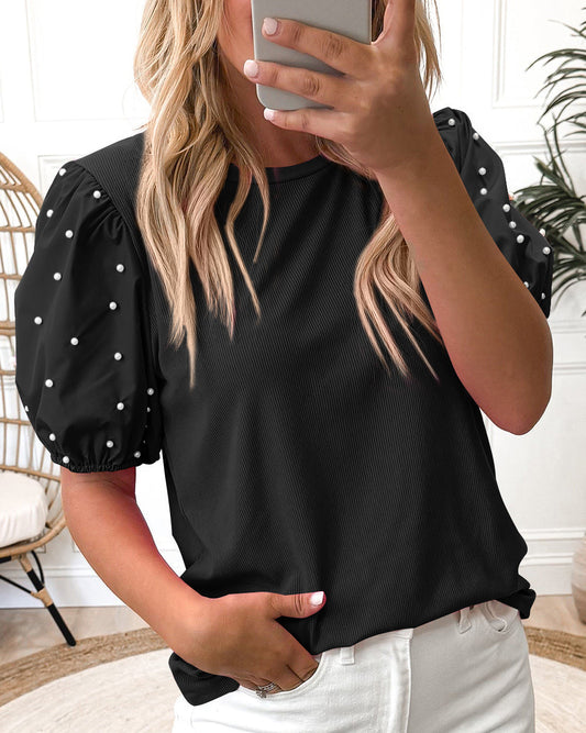 Black Pearl Puff Top