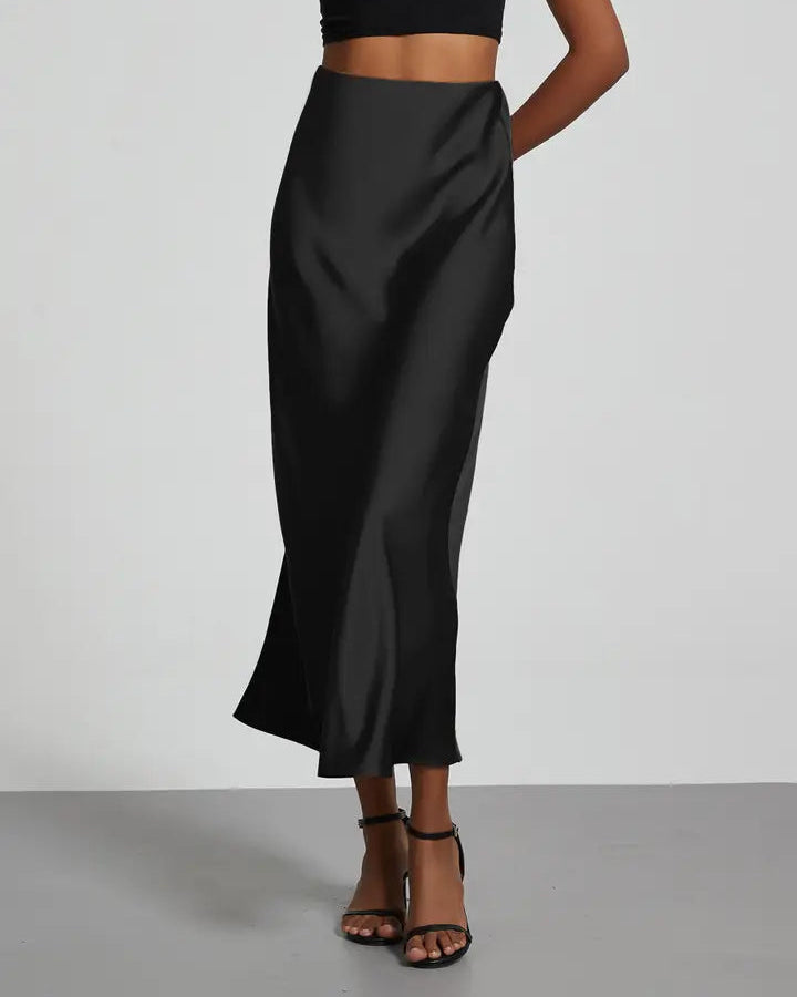 Glossy Mid Length Skirt