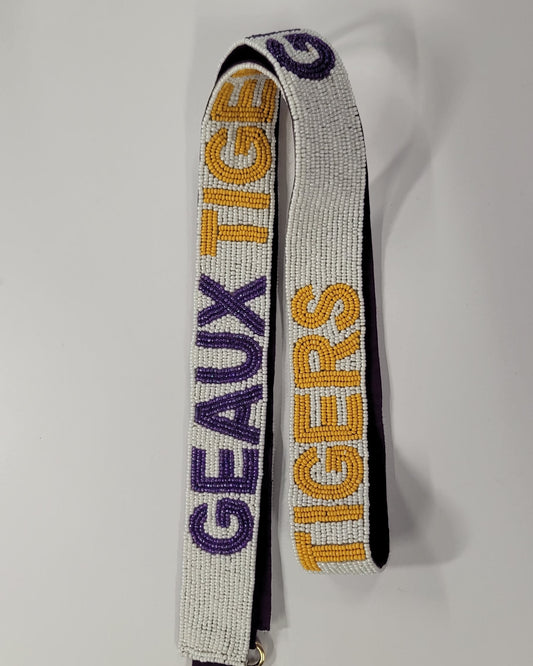 Geaux Tigers White Purse Strap