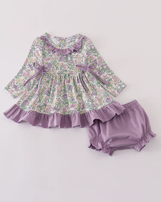 Purple Bow Floral Set