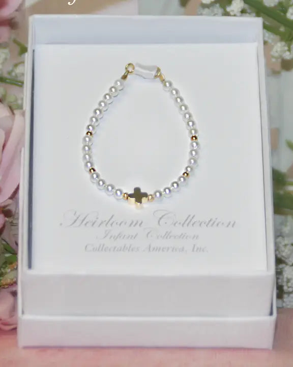 Infant Cross and Pearl Bracelet