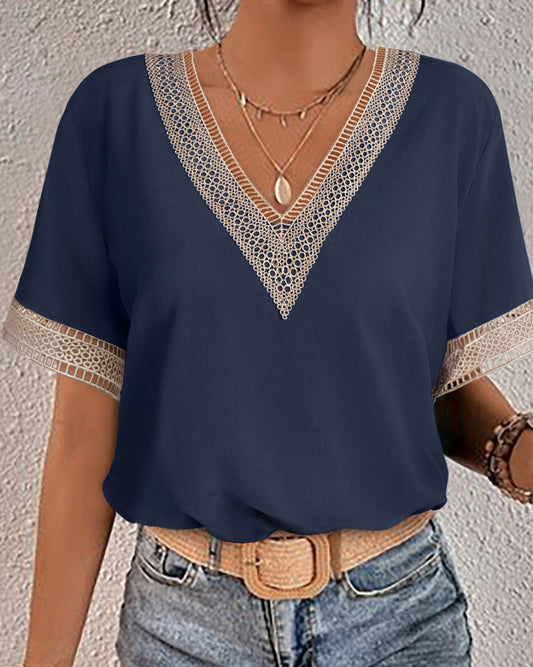 Blue Lace Trim Top