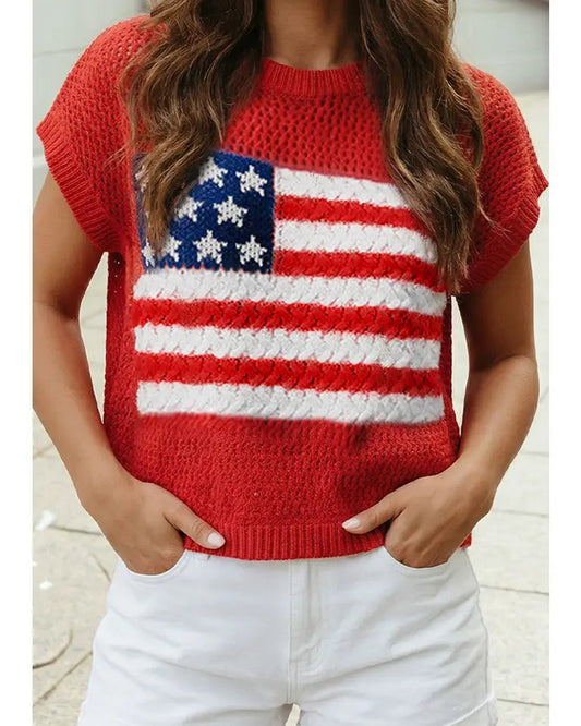 Flag Short Sleeve Sweater