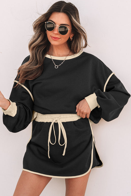 Black Pullover & Skort Set