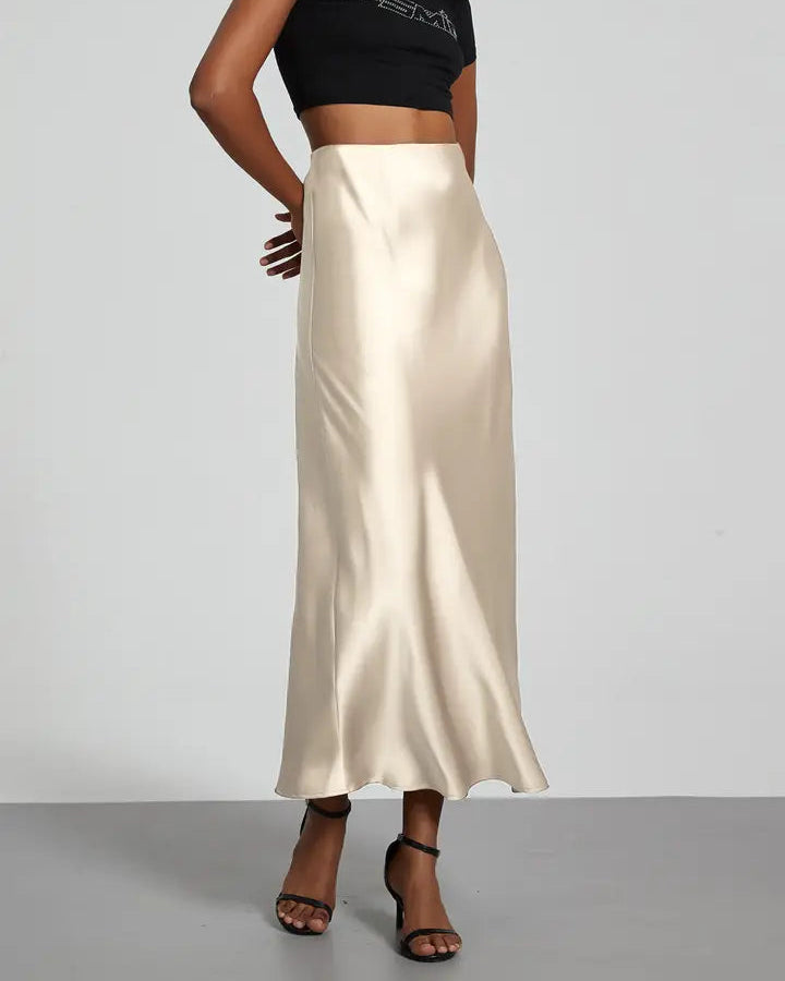 Glossy Mid Length Skirt
