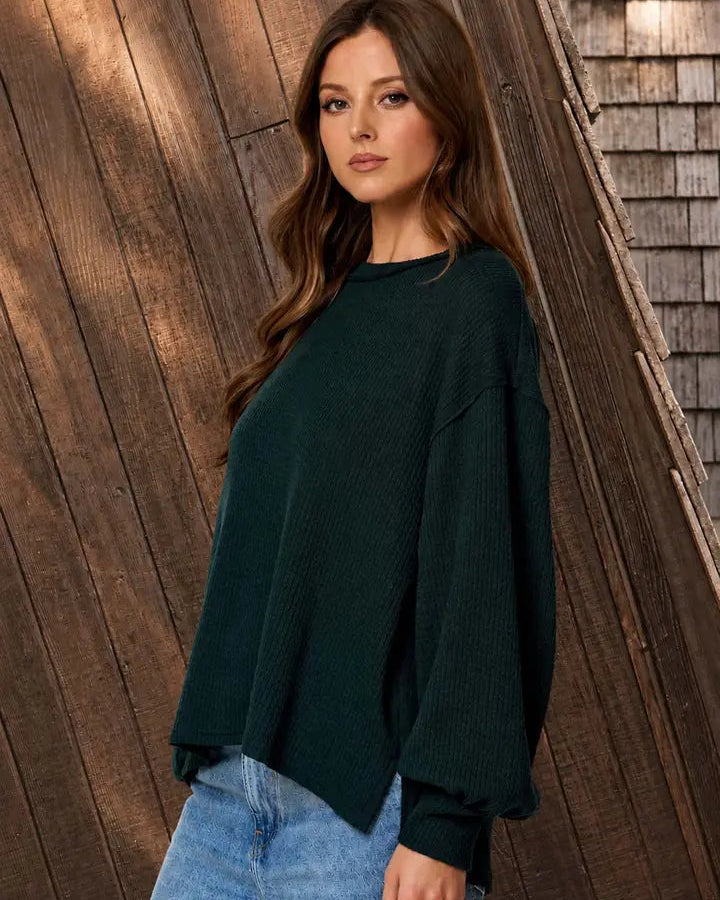 Textured Long Sleeve Knit Top