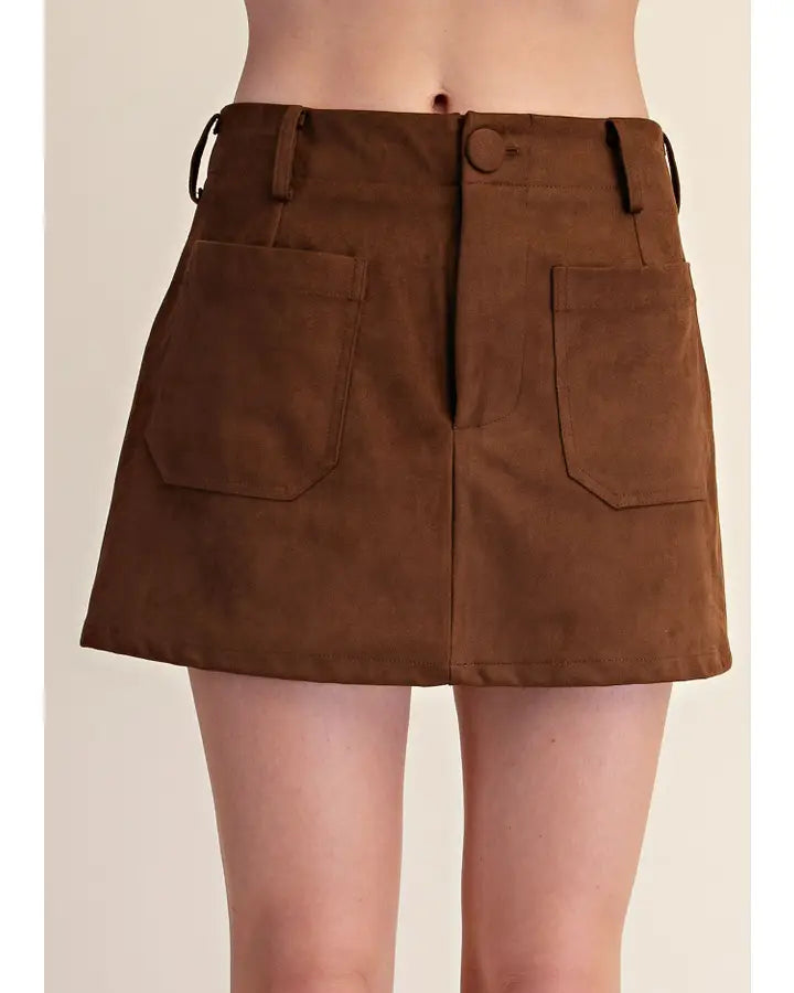 Brushed Suede Skort