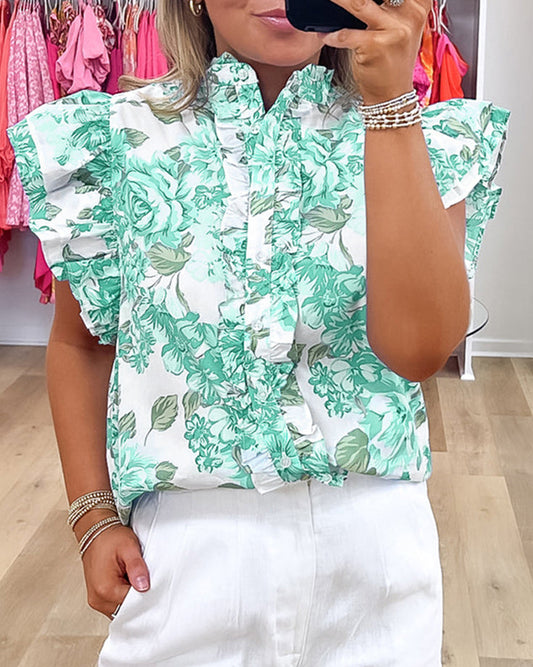 Green Floral Top
