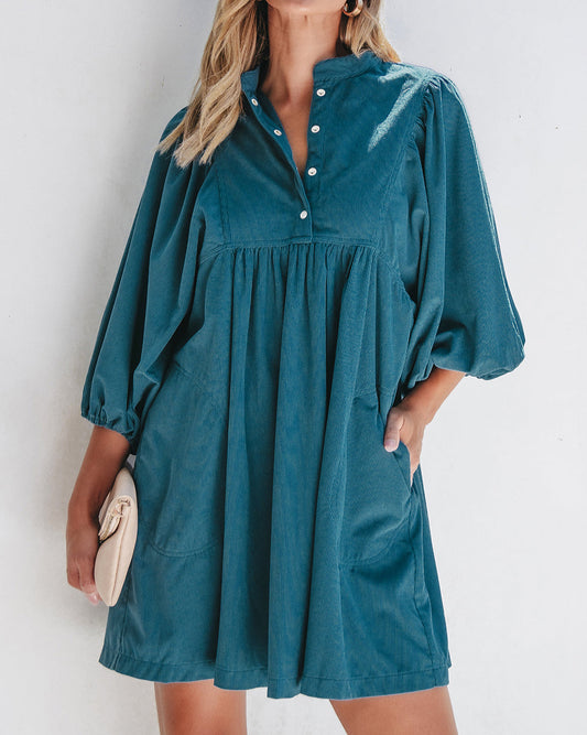 Teal Corduroy Dress