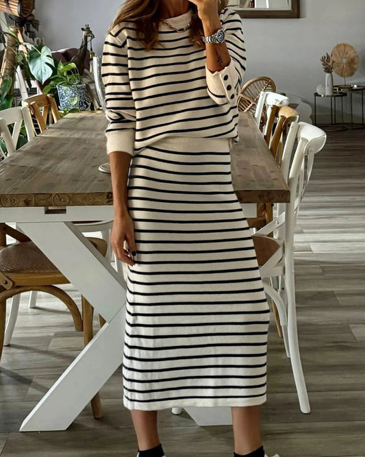Striped Midi Skirt Set