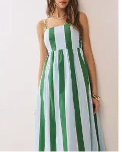 Green/Blue Stripe Maxi Dress