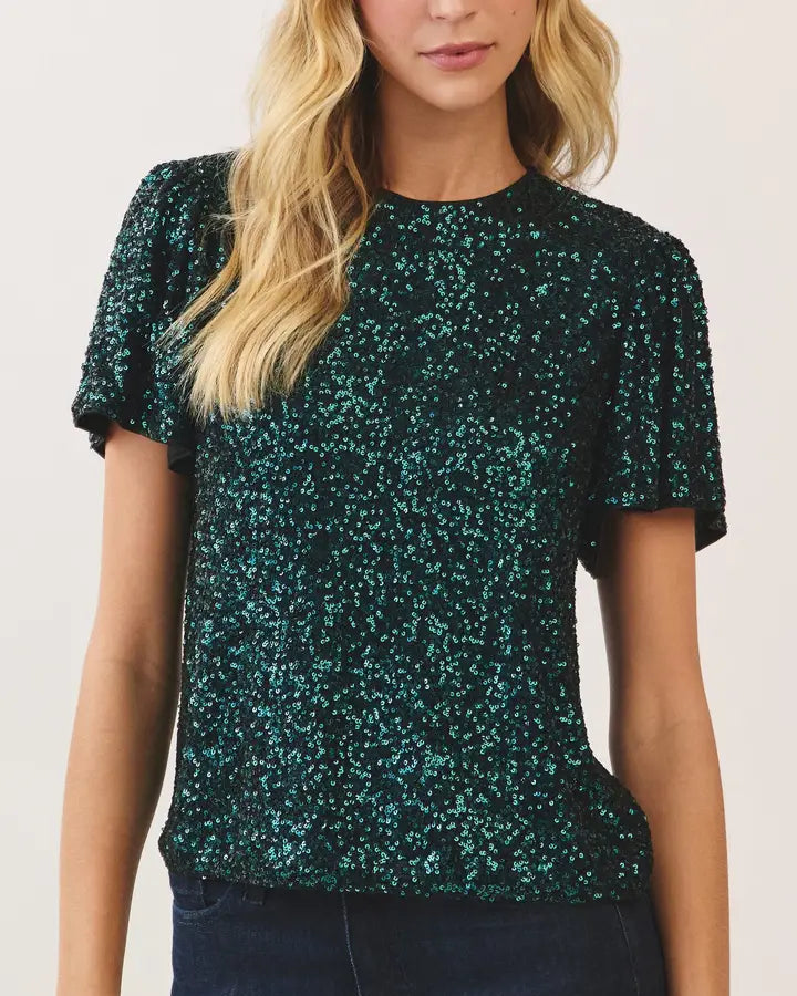 Short Sleeve Sequin Top