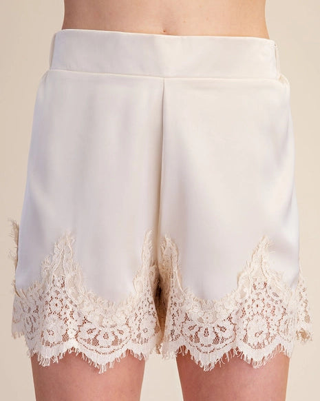 Satin Short with Lace Trim