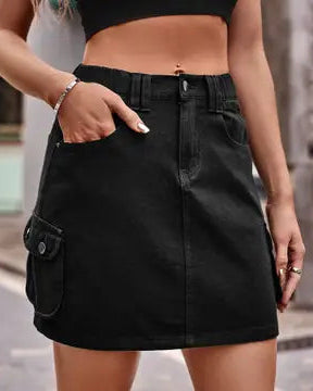 Denim Cargo Skirt