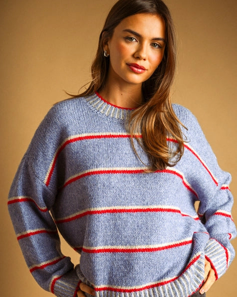Round Neck Striped Sweater