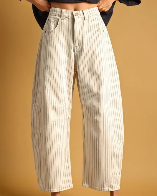 Pinstriped Barrel Pants