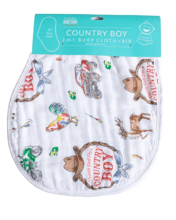 Country Boy Burp Cloth & Bib