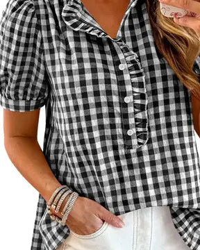Ruffle Gingham Top
