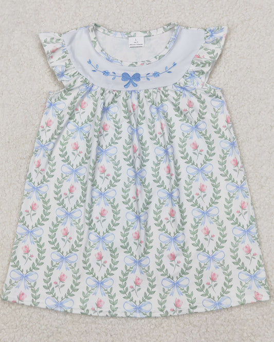 Emb bow Flower Dress