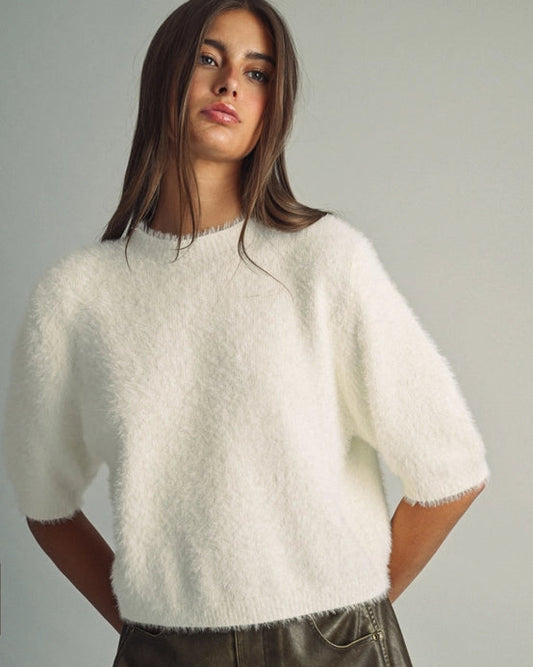 Faux Fur Crop Sweater