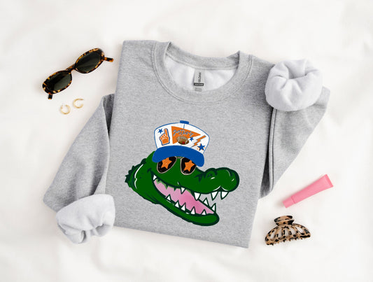 Westside Gator with a Hat Adult Ash Sweatshirt