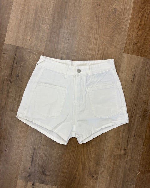 White Pocket Mid-rise Shorts